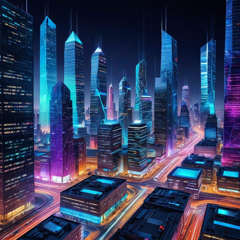A dynamic cityscape of diverse web architecture elements building themselves in real time, with interconnected servers and data streams. A modern, sleek website emerging from the abstract code and digital constructs. Lush, vivid colors symbolizing streamlined efficiency and innovation. super-realistic. vibrant colors.